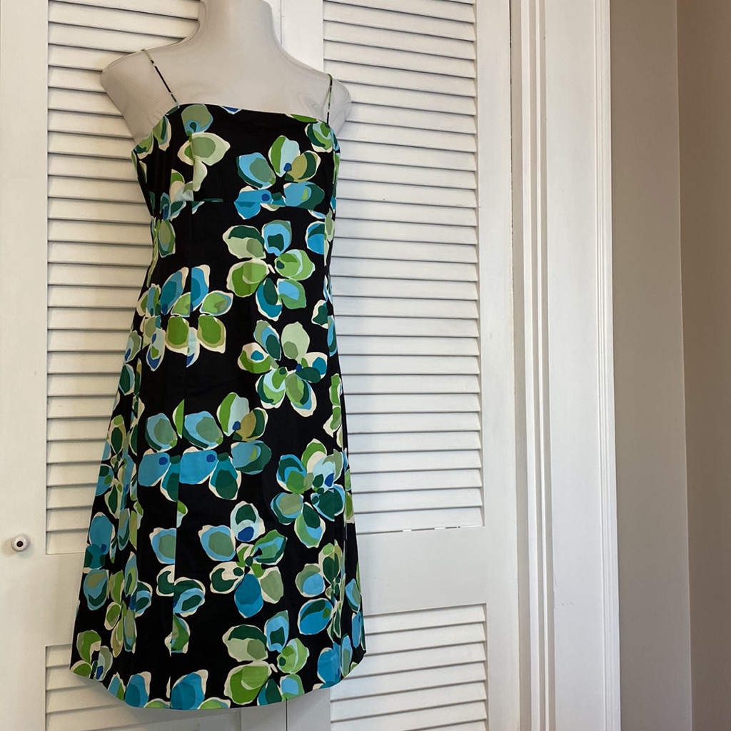Evan-Picone Dress Floral Spaghetti Strap A-Line